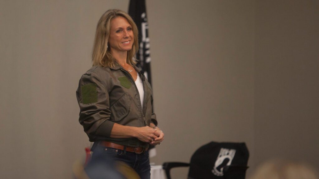 Heather Lucky Penney speaks to veterans about her experiences on Sept. 11, and how she was ready to make the ultimate sacrifice Wednesday, Sept. 11, 2019. / Chris Caldwell/The Spectrum & Daily News, St. George Spectrum & Daily News via Imagn Content